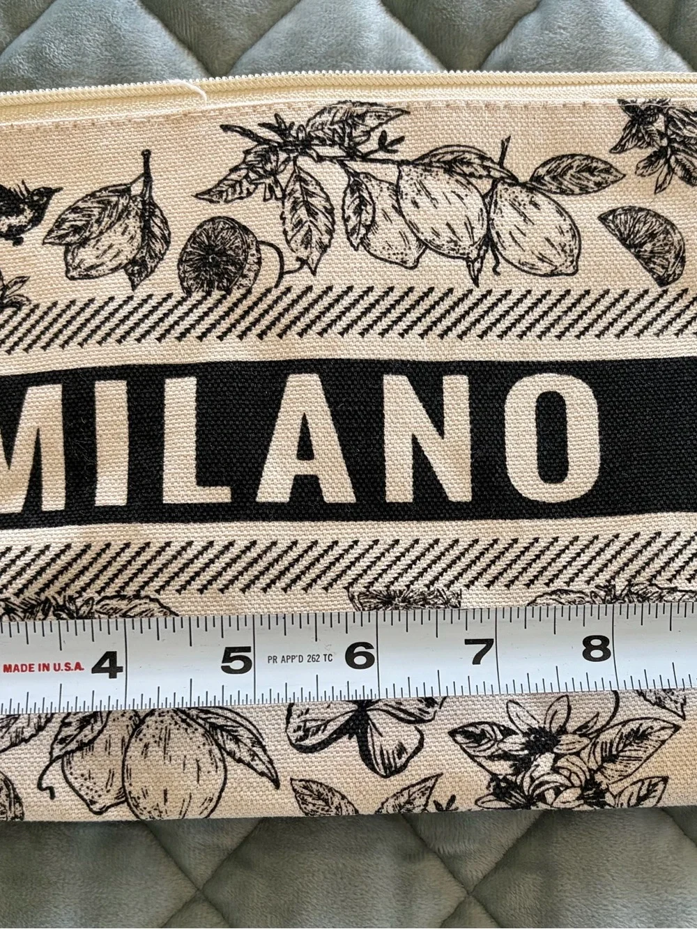 Milano Black & Cream Botanical Canvas Cosmetic Pouch